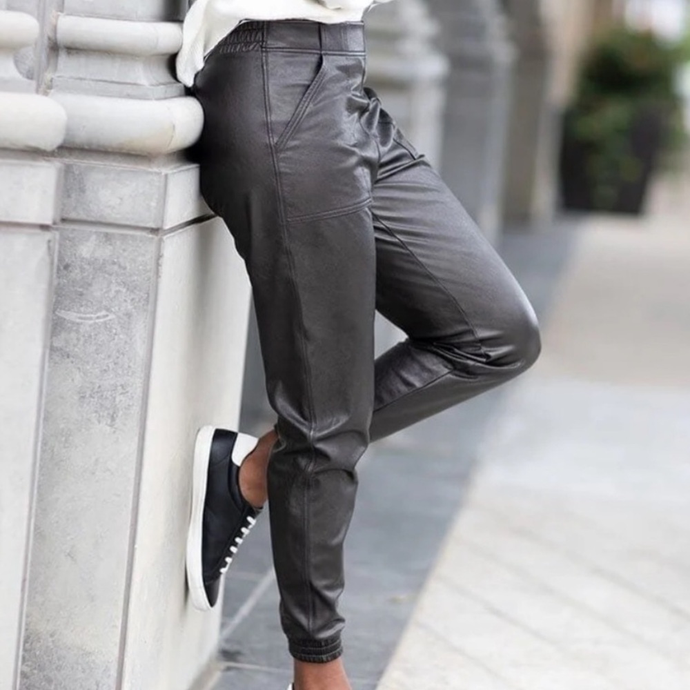 SPANX Faux Leather Jogger Pants Black XS